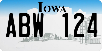 IA license plate ABW124