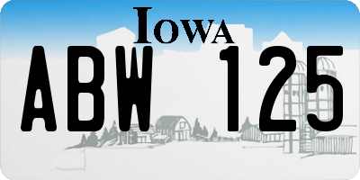 IA license plate ABW125