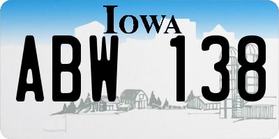 IA license plate ABW138