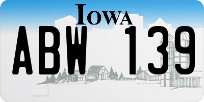 IA license plate ABW139