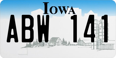 IA license plate ABW141