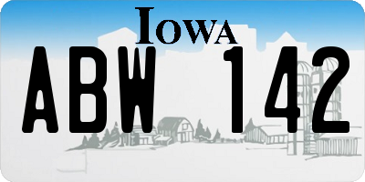 IA license plate ABW142