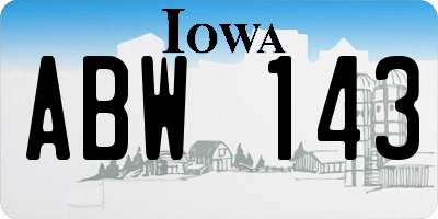 IA license plate ABW143