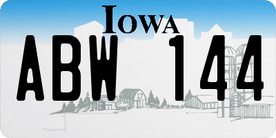 IA license plate ABW144