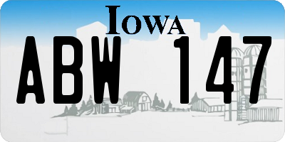 IA license plate ABW147