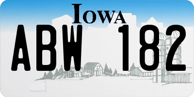 IA license plate ABW182