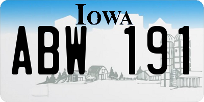 IA license plate ABW191