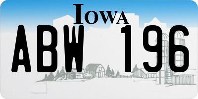 IA license plate ABW196