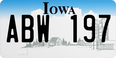 IA license plate ABW197