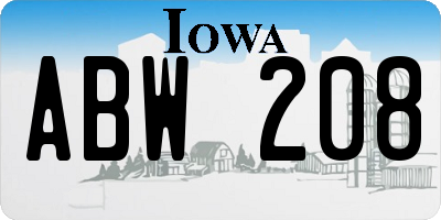 IA license plate ABW208