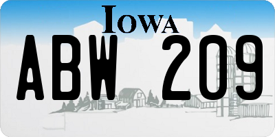 IA license plate ABW209