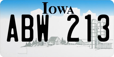 IA license plate ABW213