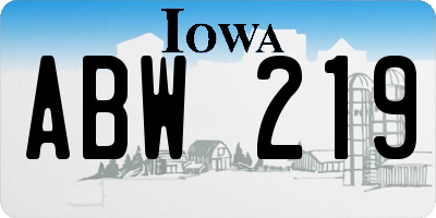 IA license plate ABW219