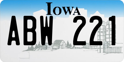 IA license plate ABW221