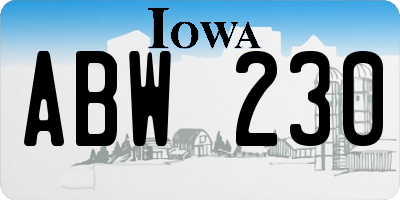 IA license plate ABW230