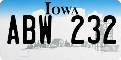 IA license plate ABW232