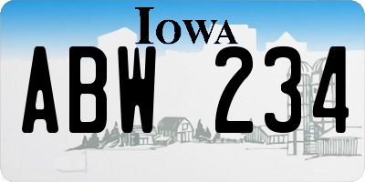 IA license plate ABW234