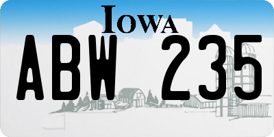 IA license plate ABW235