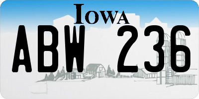IA license plate ABW236
