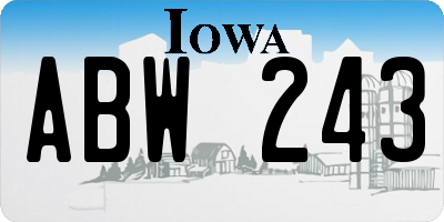 IA license plate ABW243