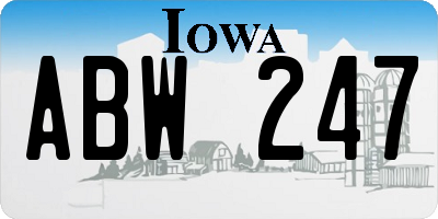 IA license plate ABW247