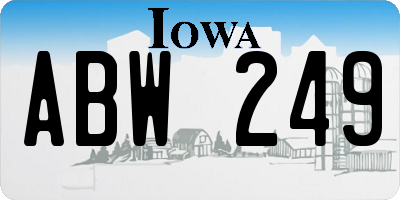 IA license plate ABW249