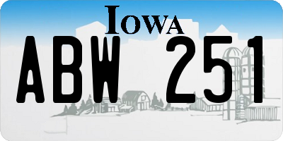 IA license plate ABW251