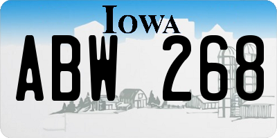 IA license plate ABW268
