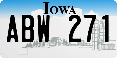 IA license plate ABW271