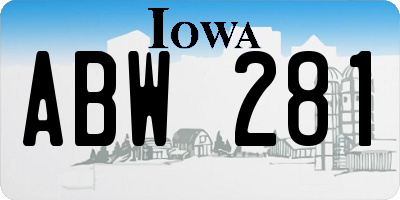 IA license plate ABW281