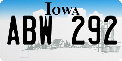 IA license plate ABW292