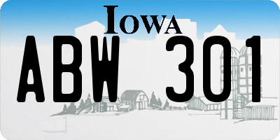 IA license plate ABW301