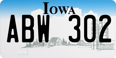 IA license plate ABW302