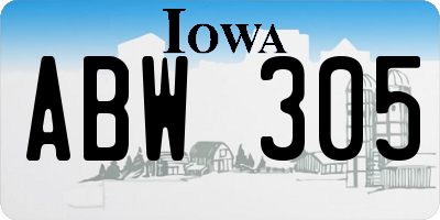 IA license plate ABW305