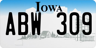 IA license plate ABW309