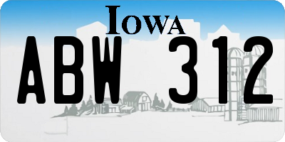 IA license plate ABW312