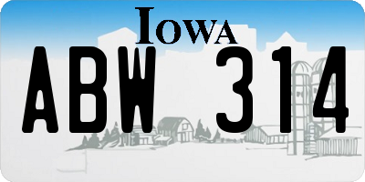 IA license plate ABW314