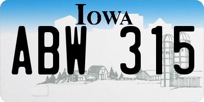 IA license plate ABW315