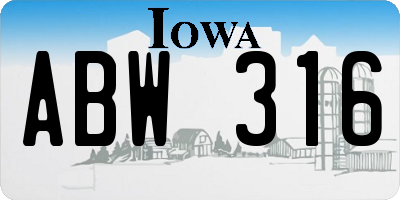 IA license plate ABW316