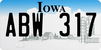 IA license plate ABW317