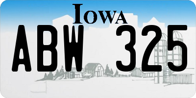 IA license plate ABW325