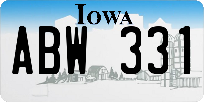 IA license plate ABW331