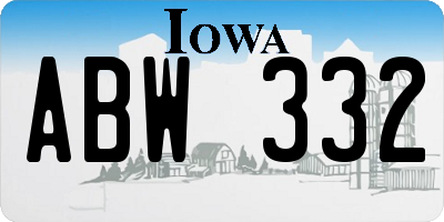 IA license plate ABW332