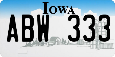 IA license plate ABW333