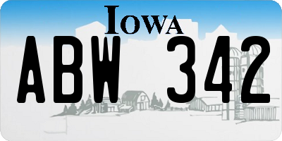 IA license plate ABW342