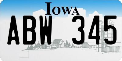 IA license plate ABW345