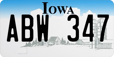 IA license plate ABW347