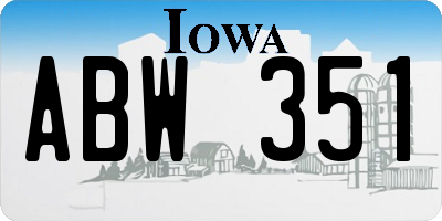 IA license plate ABW351