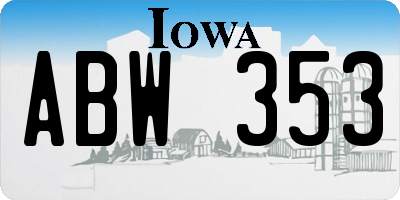 IA license plate ABW353