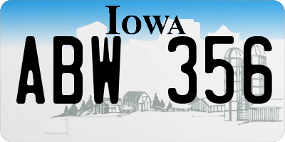 IA license plate ABW356